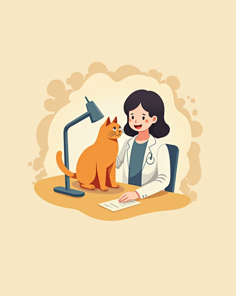 수의사가 슬릿 램프로 고양이 눈 검사하는 모습