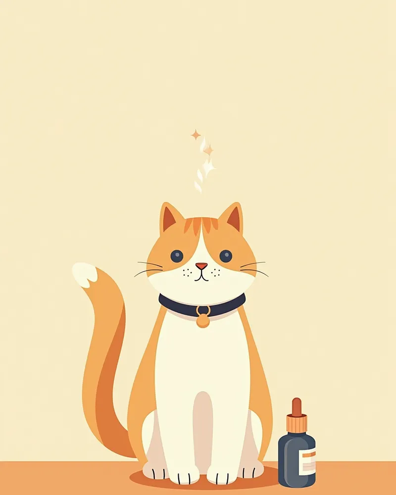 약물 복용을 위한 환경 정리된 고양이 방