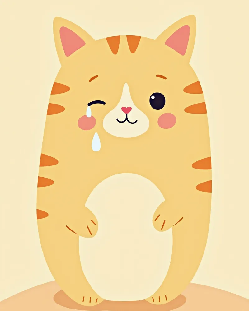 눈을 반쯤 감고 있는 고양이, 눈물이 흐르는 모습
