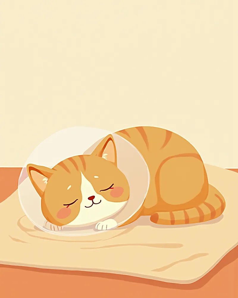 넥카라를 착용한 고양이가 편안하게 쉬고 있는 모습