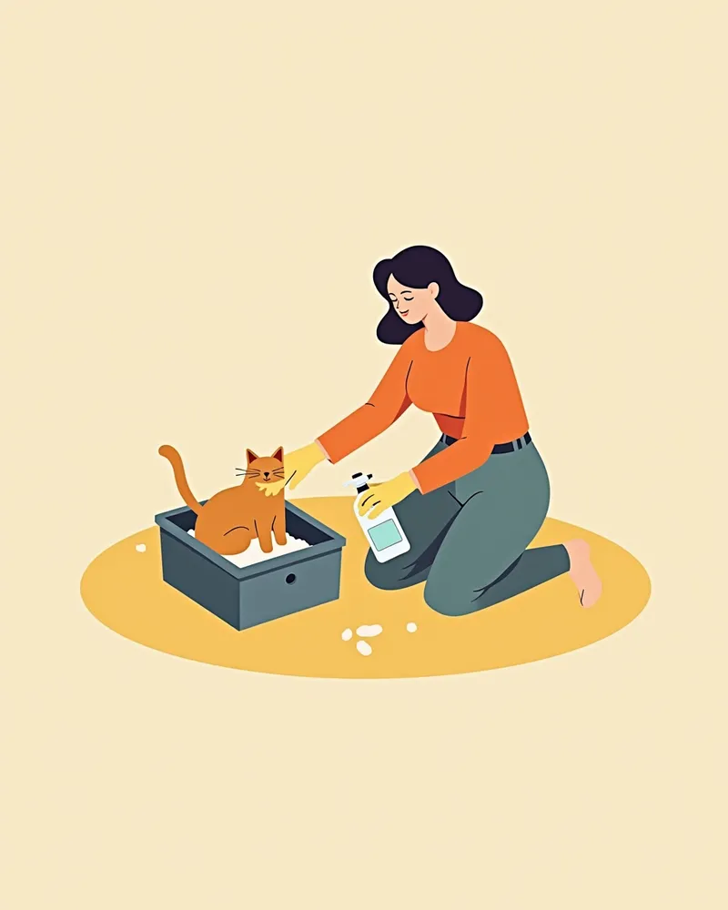사료 그릇과 냄비를 소독하는 보호자