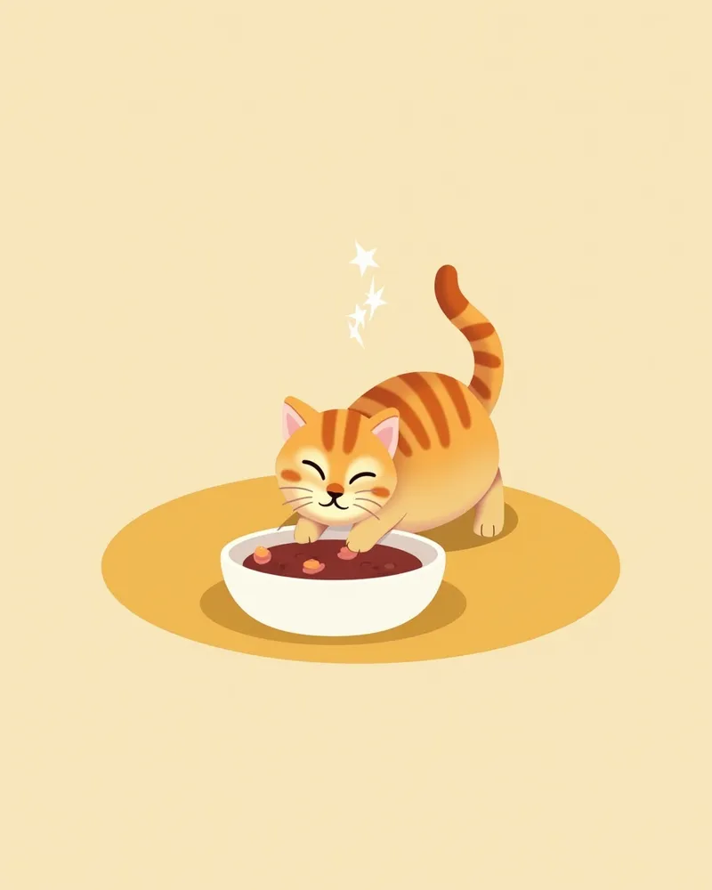 부드러운 사료를 먹는 고양이