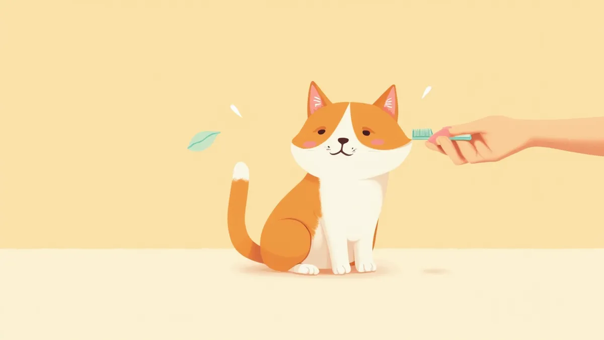 보호자가 고양이 입술을 살짝 들어 치아를 확인하는 모습