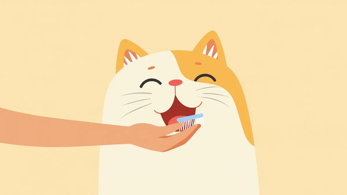 고양이가 칫솔질을 받는 모습