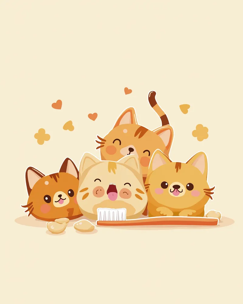고양이 치석 예방 간식과 칫솔 모음