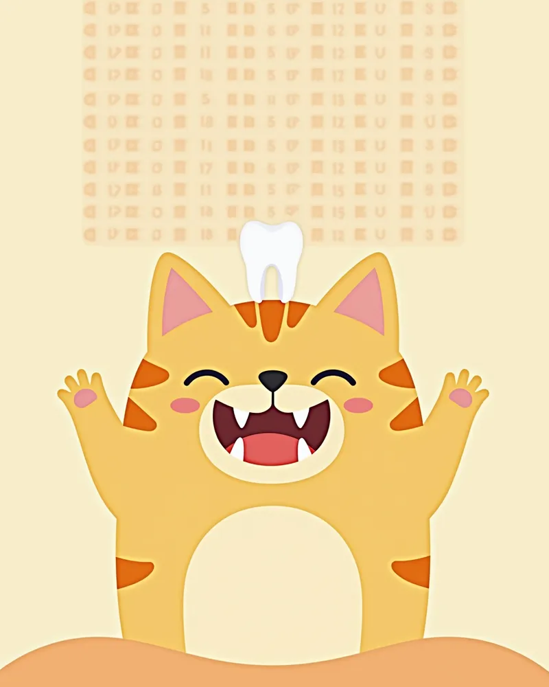 고양이 치아에 쌓인 플라그의 확대 이미지