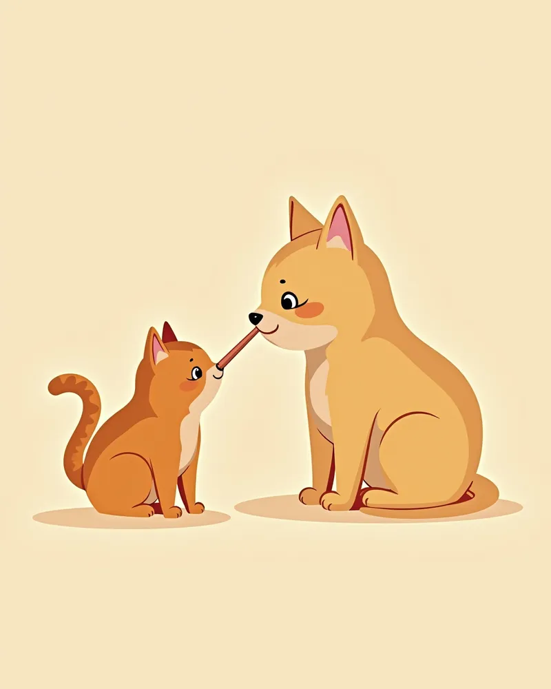 고양이의 입을 부드럽게 만지는 첫 단계를 보여주는 일러스트