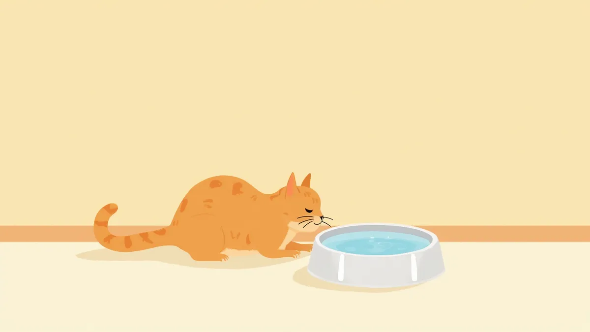 물그릇 옆에 앉아 있는 고양이