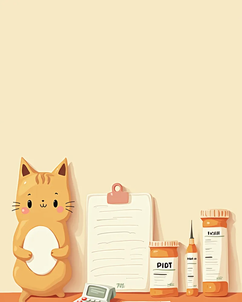 당뇨 고양이 관리 용품과 가계부가 놓인 책상