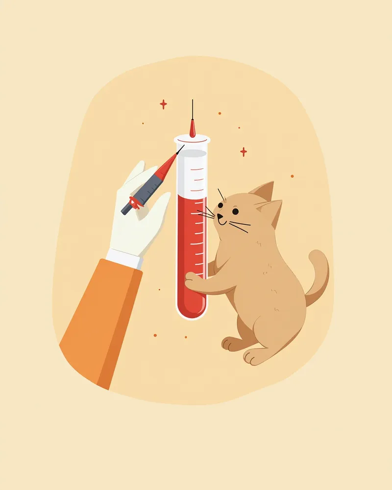 고양이 당뇨병 진단을 위한 혈액 검사 장면