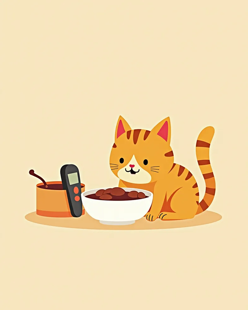 고양이 저탄수화물 식사 중, 주인은 혈당 측정기 준비 중