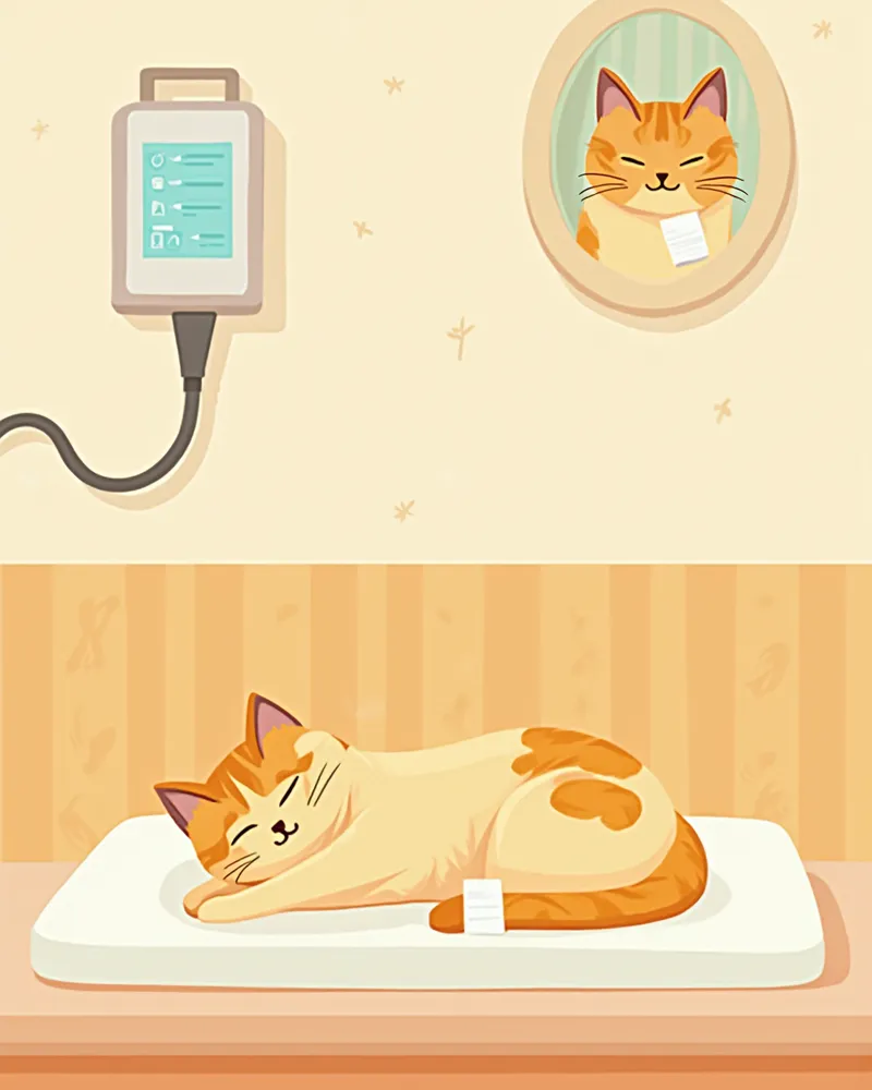 수액 치료 중인 입원 고양이
