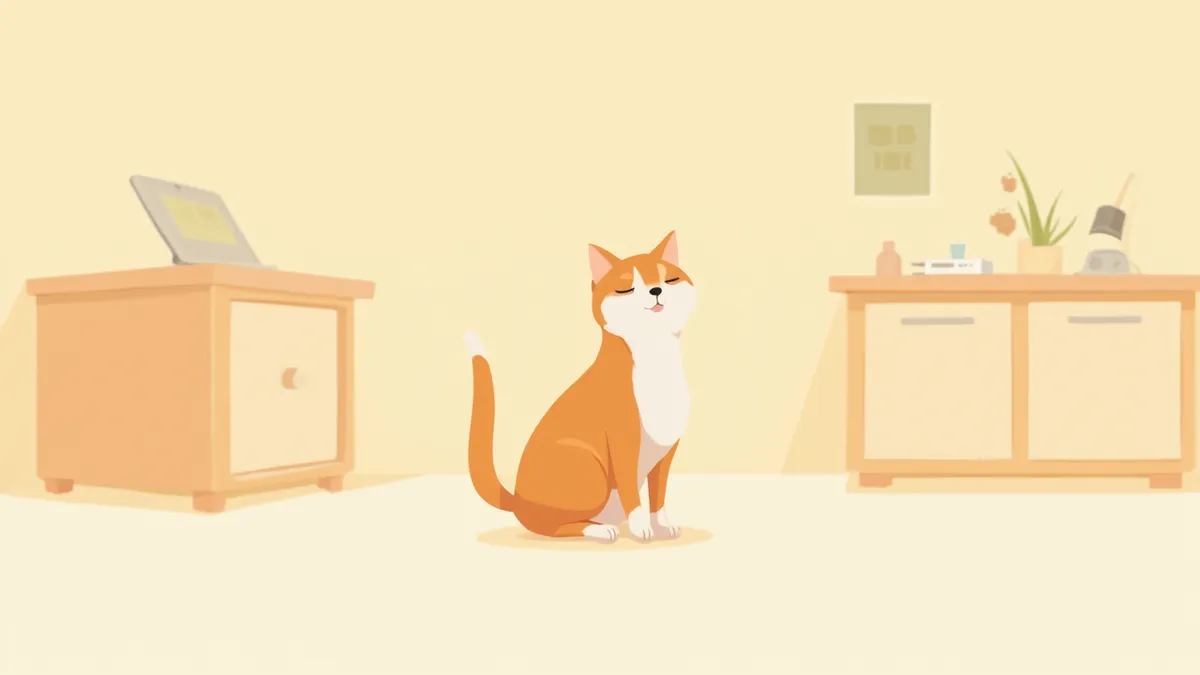 동물병원 진료실에 앉아 있는 고양이