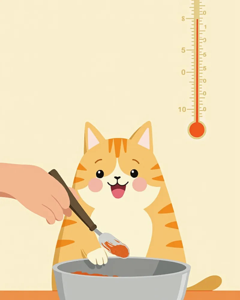 미지근한 사료에 고양이 유산균을 섞는 모습