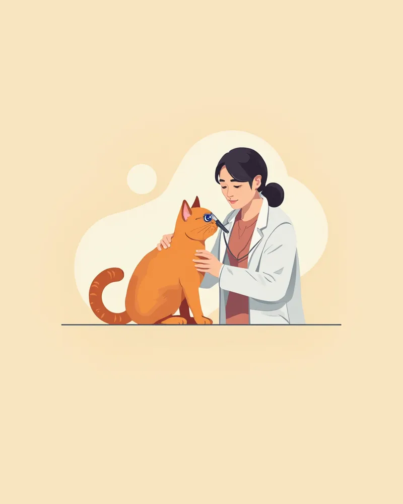수의사가 고양이 귀를 검사하는 모습