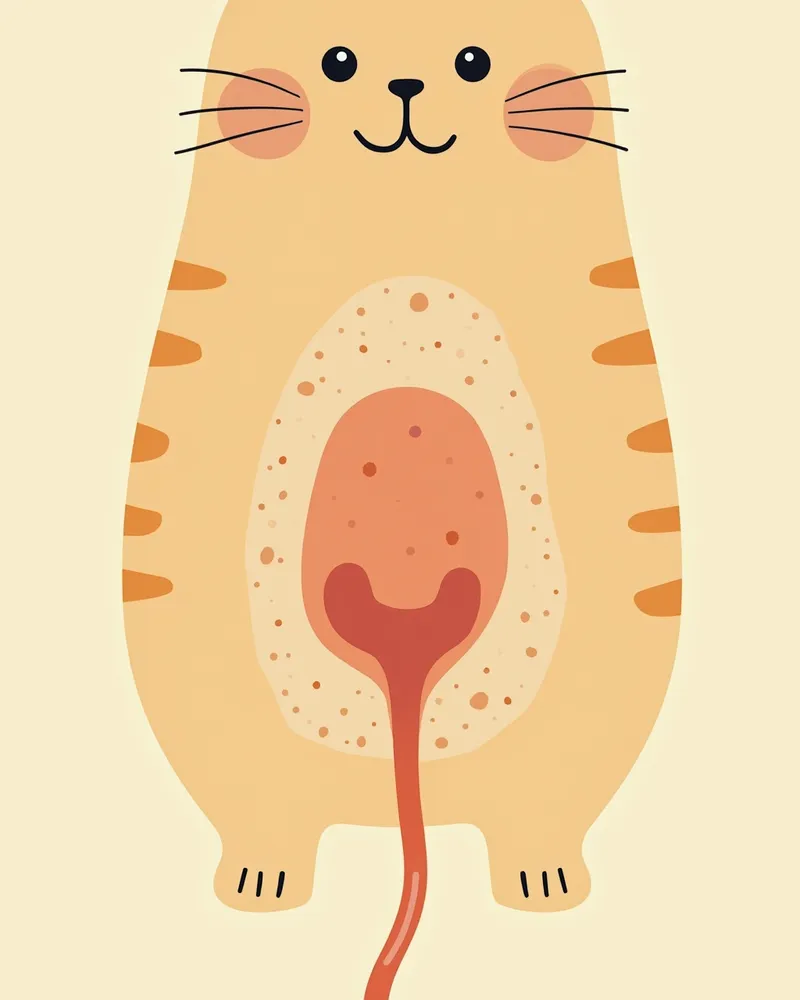 남성 고양이 요로의 구조와 막힘 원인을 보여주는 해부도