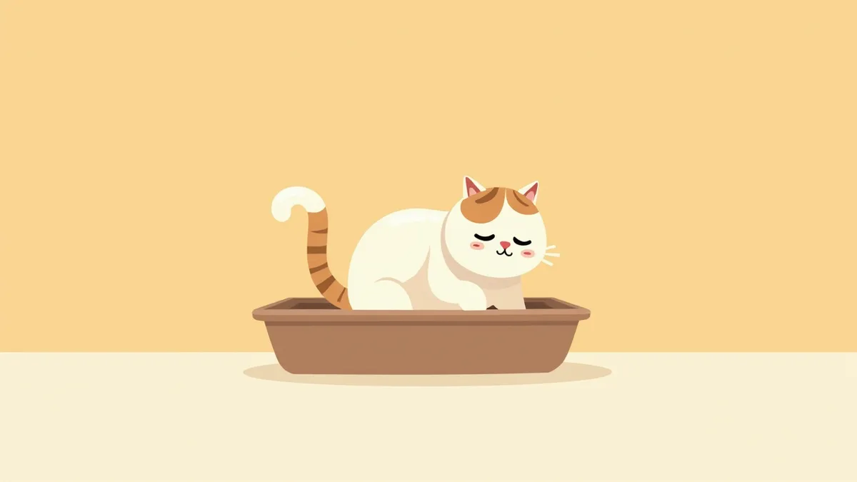 화장실에서 소변을 힘주는 고양이