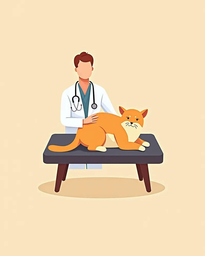 수의사가 고양이 복부 초음파 검사하는 모습