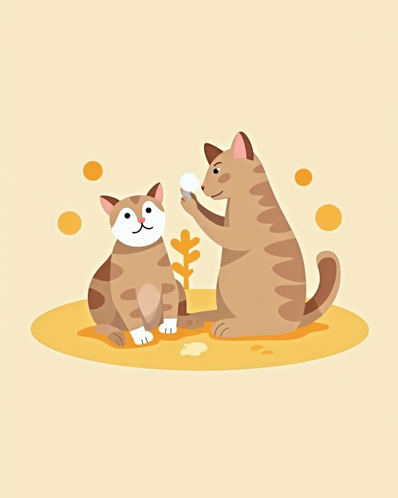 수의사가 고양이 귀 청소하는 모습