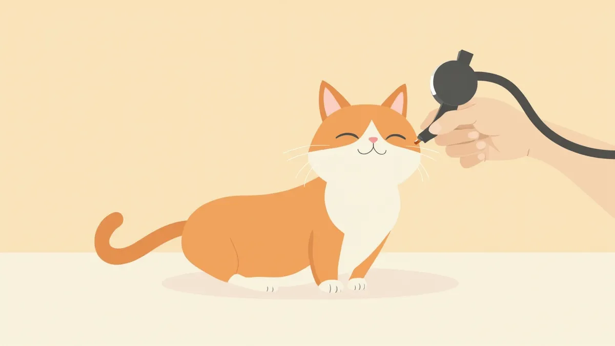 수의사가 고양이 귀를 검사하는 모습