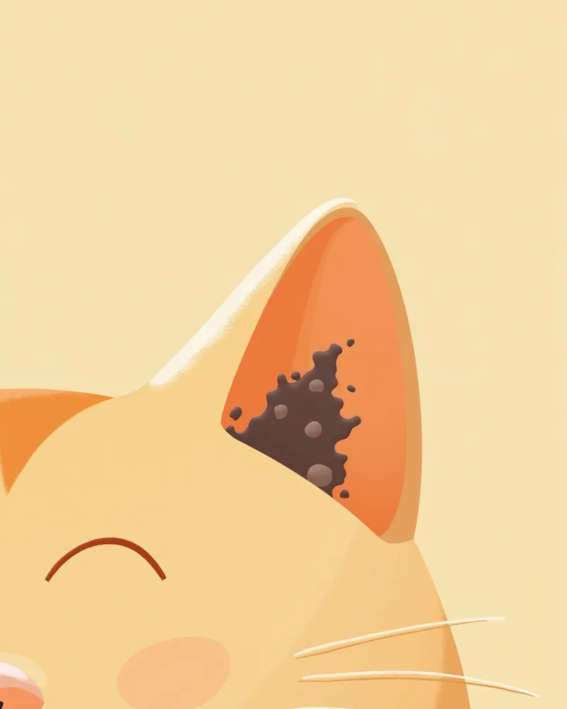 고양이 귀 안에 검은 분비물이 있는 모습