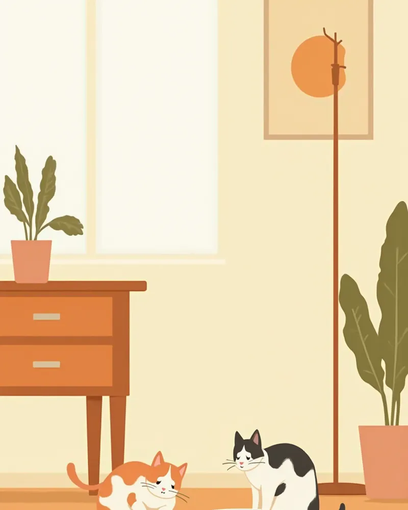 식사 장소가 분리된 다묘가정의 모습