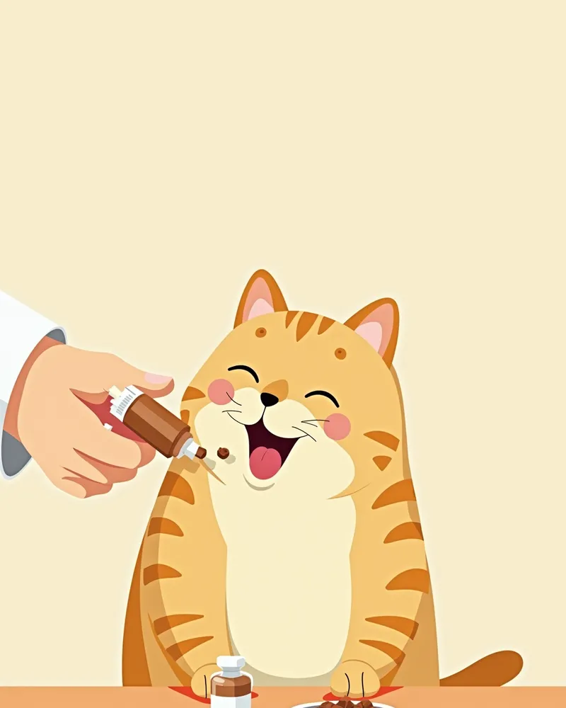 고양이가 수의사로부터 약을 받는 장면