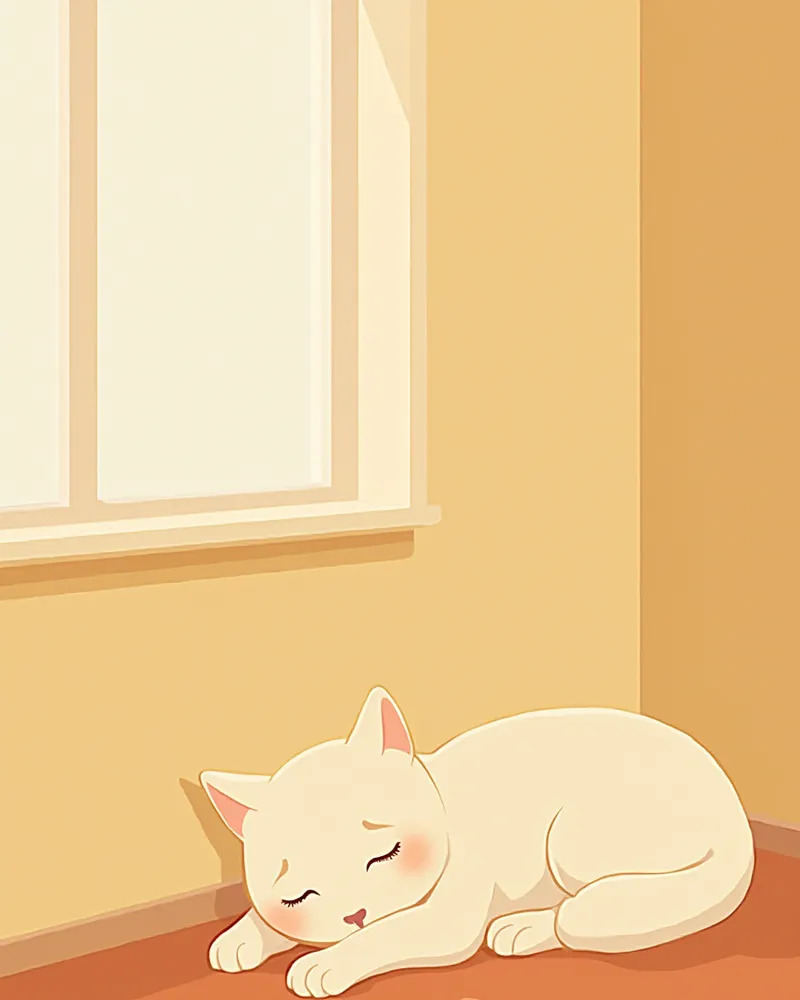 조용한 구석에서 쉬고 있는 노령 고양이