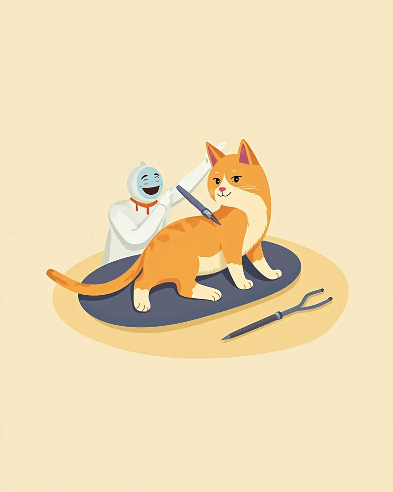 고양이 안검내반 수술 중인 모습