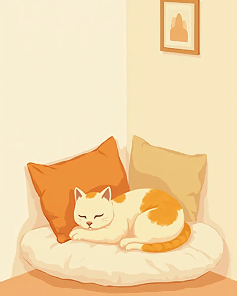 안전한 공간에서 쉬는 고양이
