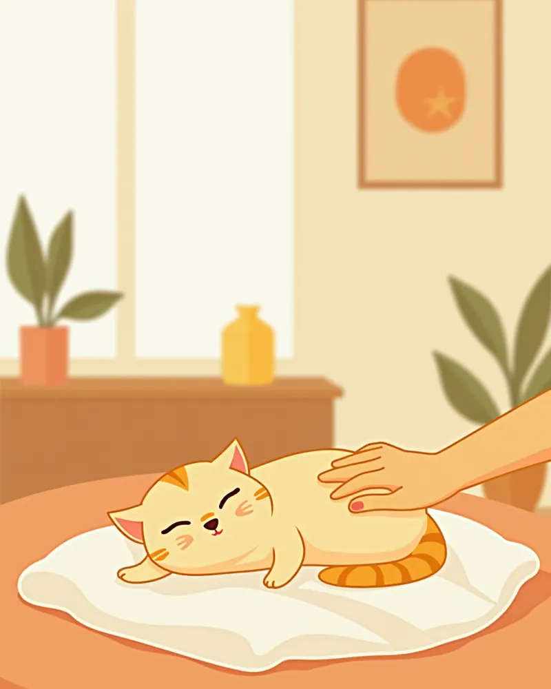 집에서 보호자와 함께 회복 중인 고양이