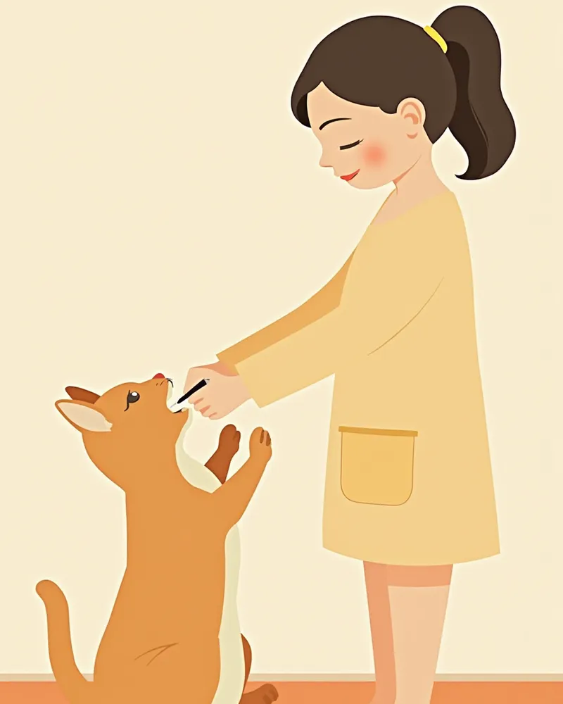 고양이의 입 안을 부드럽게 살펴보는 보호자