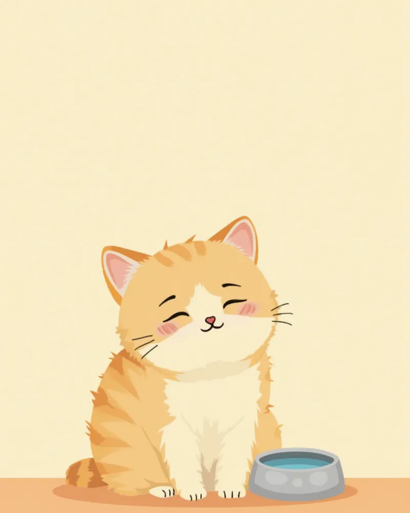 노령 고양이와 물그릇