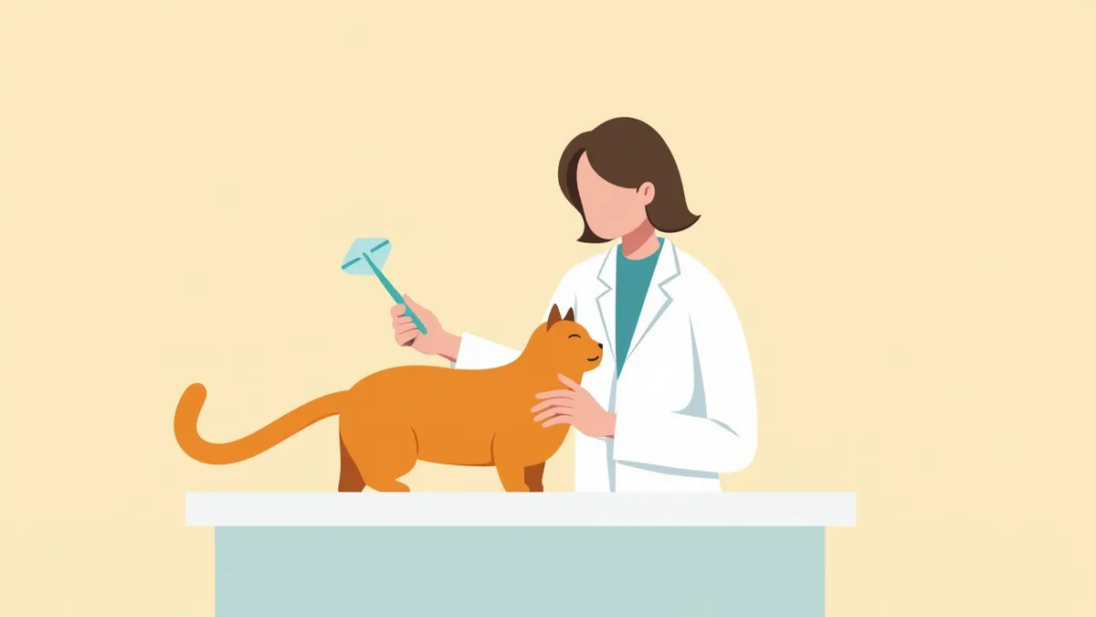 동물병원에서 진찰받으며 우는 고양이