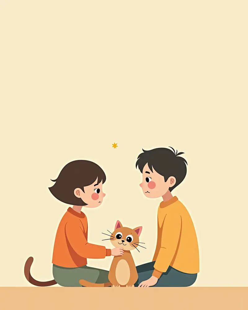 고양이를 걱정스럽게 살피는 보호자