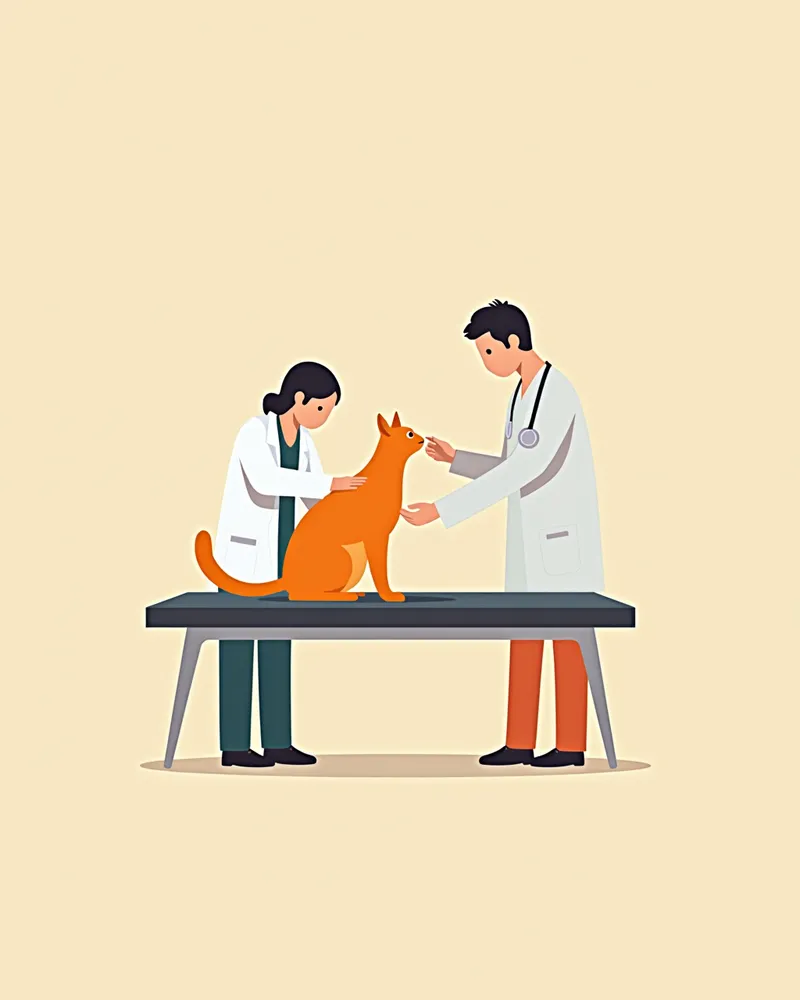 동물병원에서 진찰받는 고양이