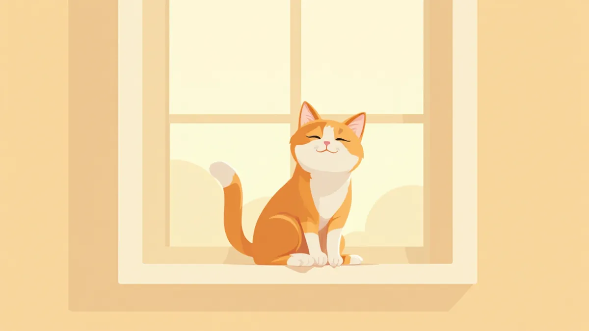 창가에 앉아 한쪽 눈을 감으며 앞발을 얼굴 가까이 올린 고양이