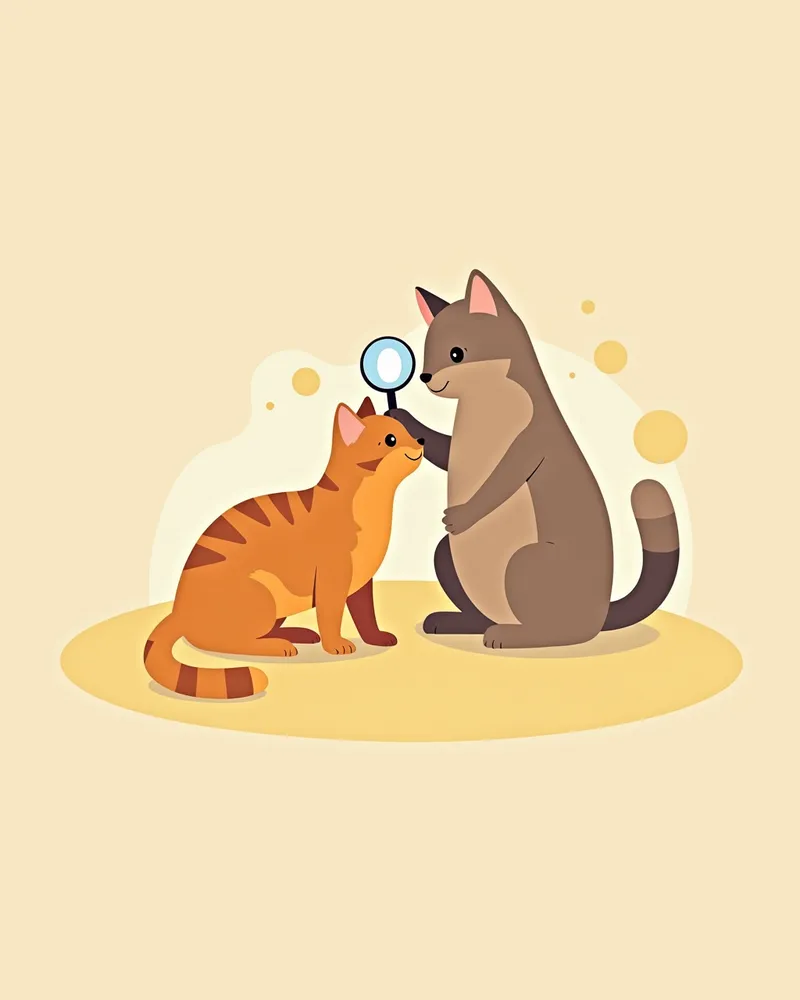 수의사가 고양이 눈을 검사하는 장면