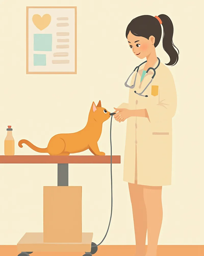 동물병원에서 급식관을 통해 영양을 공급받는 고양이