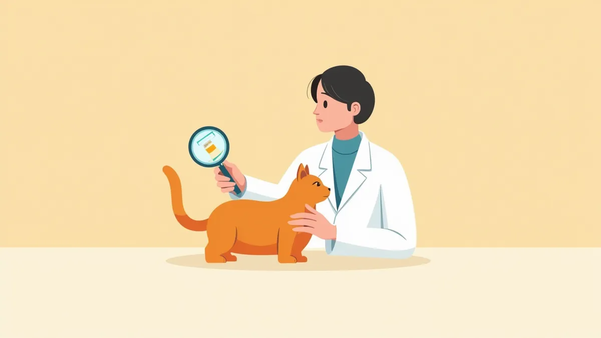 수의사가 고양이 분변 샘플을 들고 있는 모습