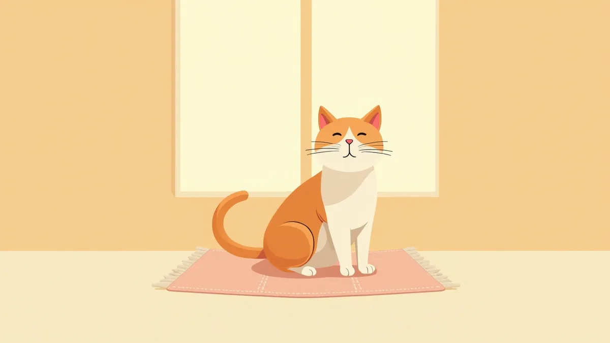 햇살 아래 조용히 앉아 있는 노령 고양이