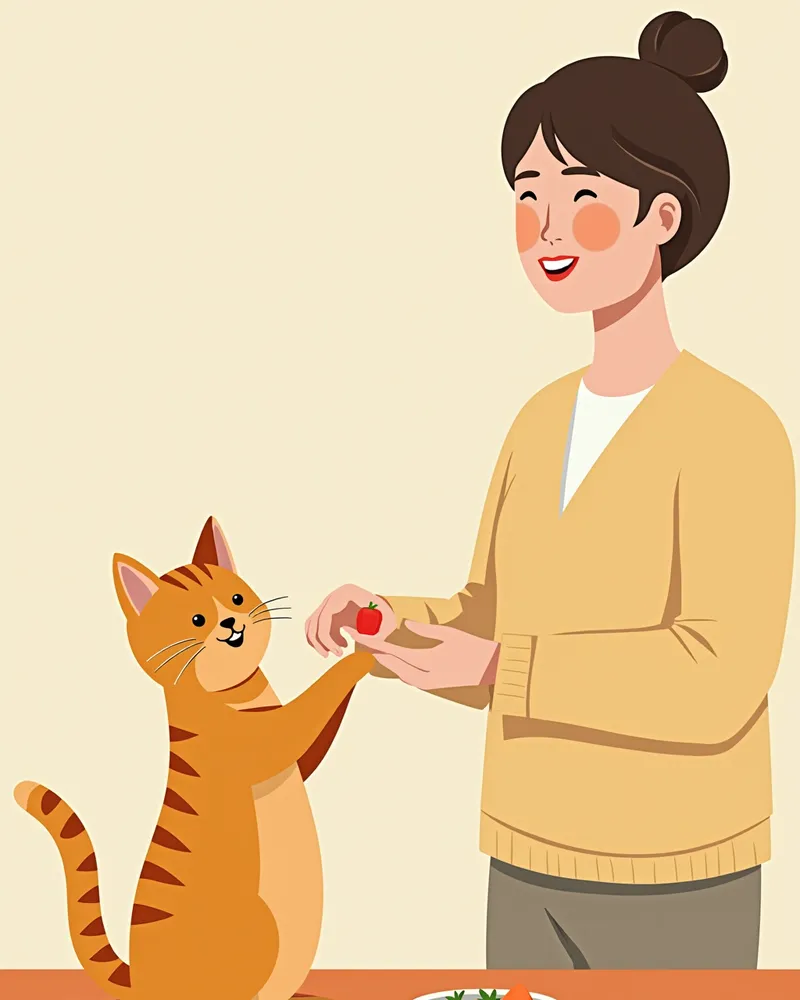 보호자가 노령 고양이에게 영양 보조제를 주는 모습