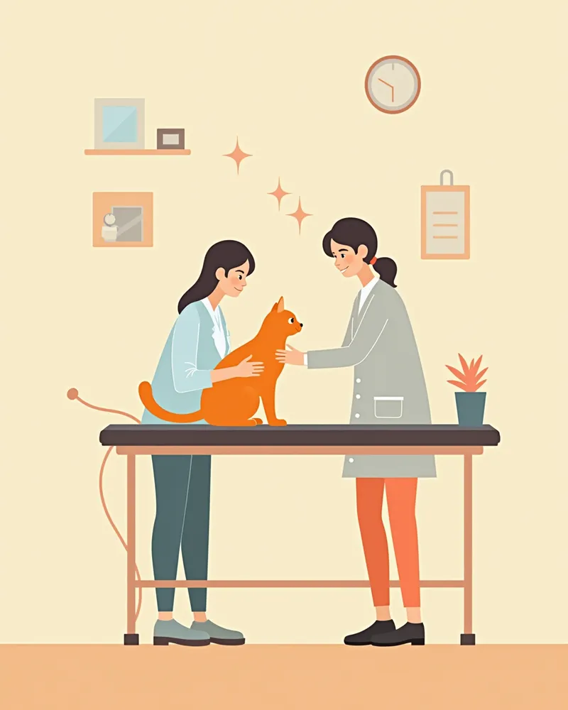 동물병원에서 진찰받는 노령 고양이