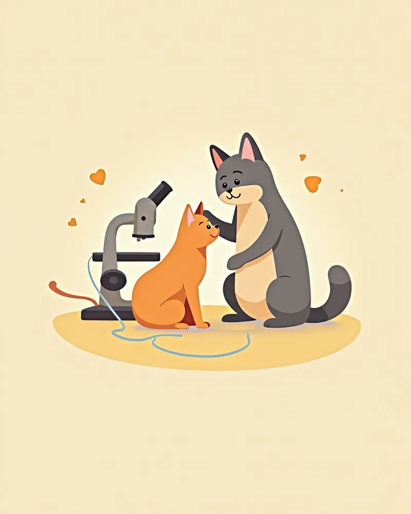 수의사가 고양이 소변 검사를 하는 모습