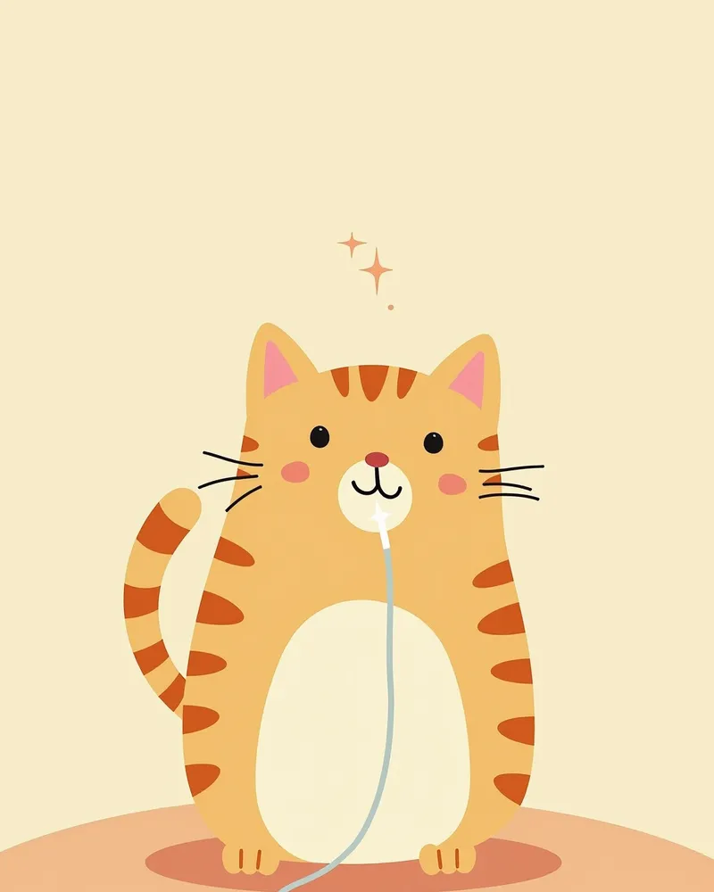 병원에서 요도 카테터 치료를 받는 고양이