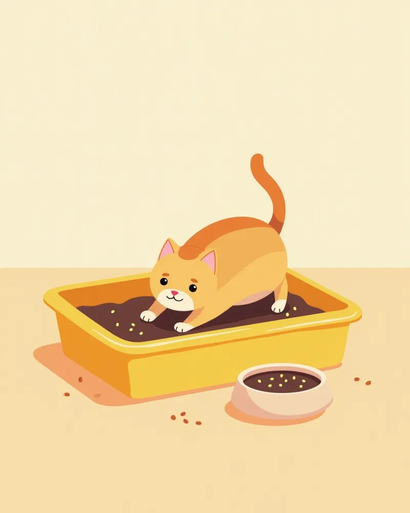 청결한 고양이 화장실과 물통