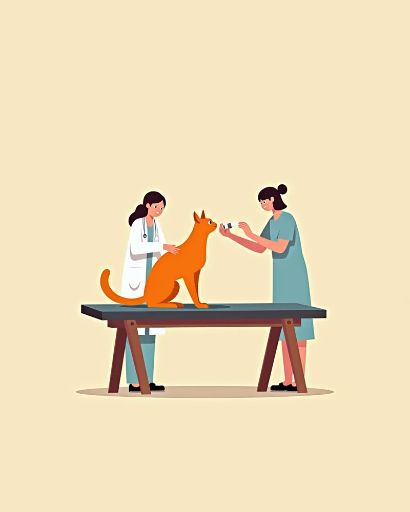 삼장기 질환 치료 중인 고양이의 진료 장면
