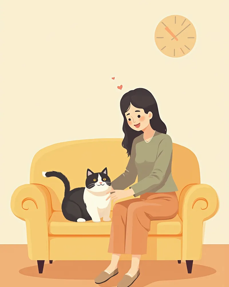 보호자가 고양이를 쓰다듬는 모습