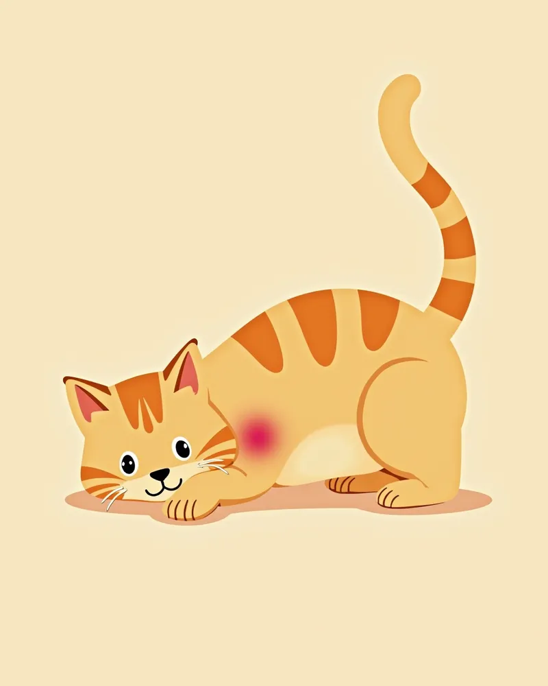 고양이 어깨 뼈 근처의 섬유육종으로 인한 피부 궤양과 부종