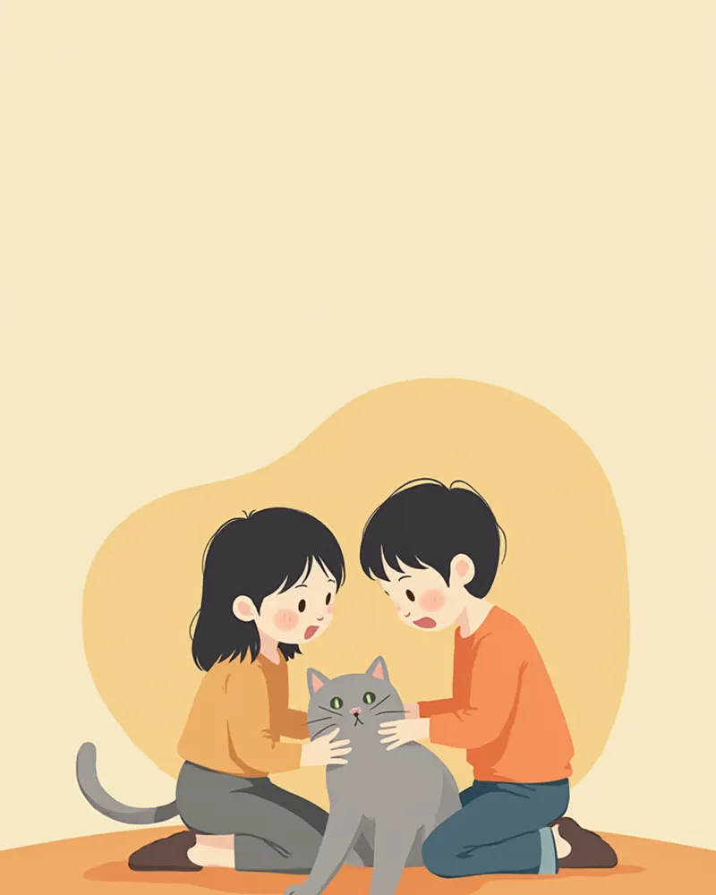 보호자가 집에서 고양이 옆구리의 멍울을 확인하는 모습